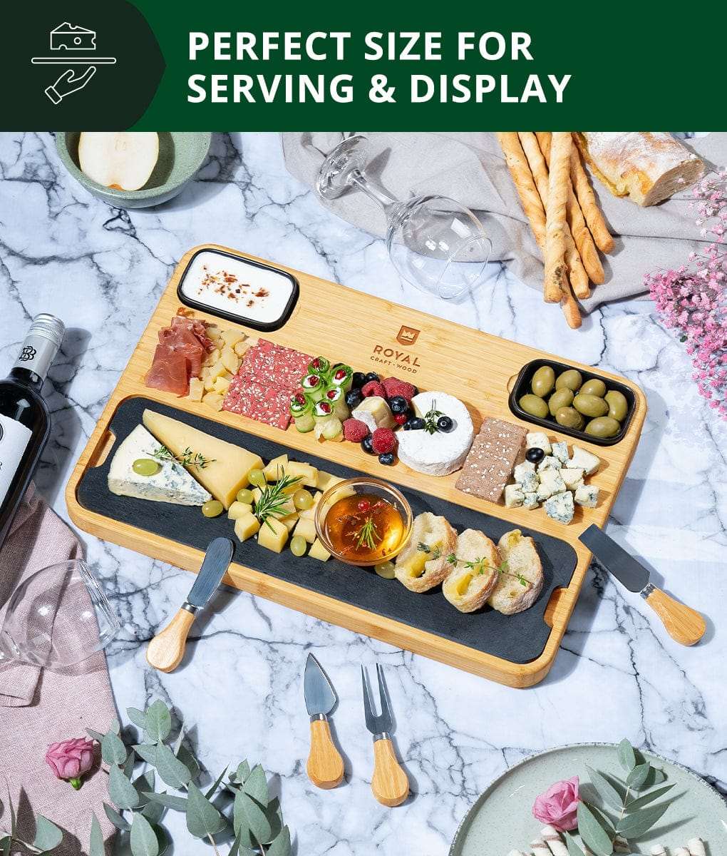 Cheese and Cracker Tray With Slate Plate by Royal Craft Wood