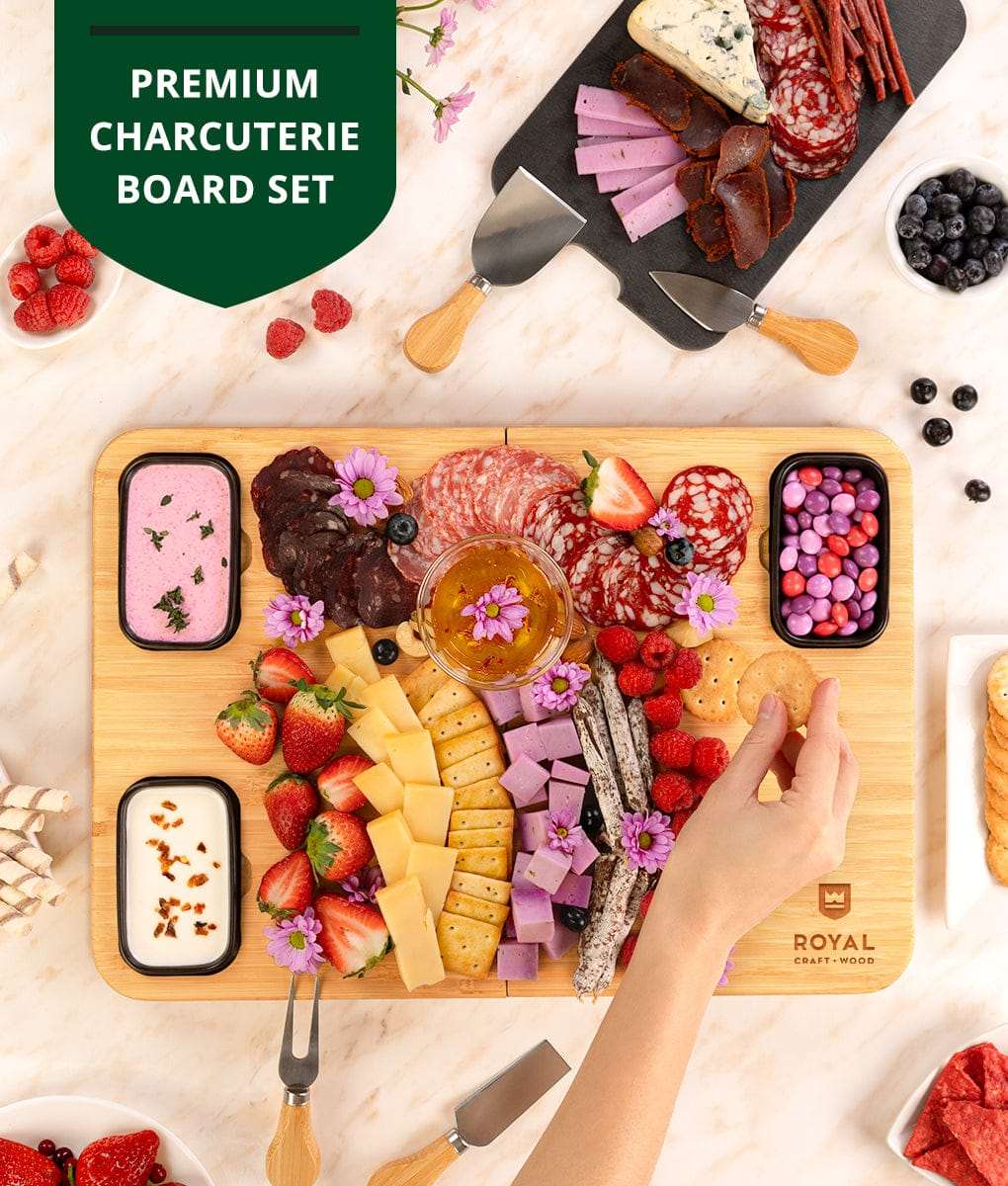 Cheese and Cracker Tray With Slate Plate by Royal Craft Wood