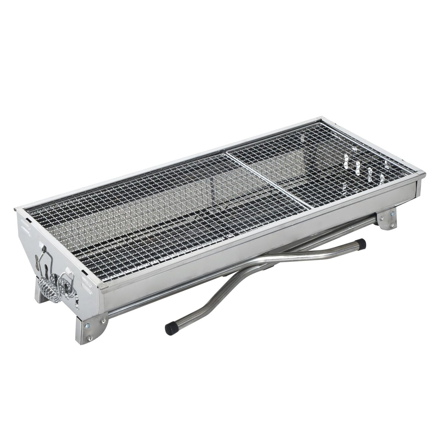 Fordable BBQ Charcoal Grill Stainless Steel Backyard Cooker Silver Party by Quality Home Distribution - mainegrillingproducts