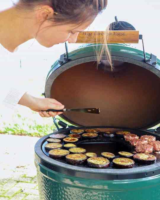 Green Egg Style / Kamado Style Griddle With Grill Grate Combination Insert by Arteflame Outdoor Grills - mainegrillingproducts
