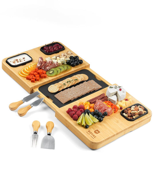 Cheese and Cracker Tray With Slate Plate by Royal Craft Wood - mainegrillingproducts