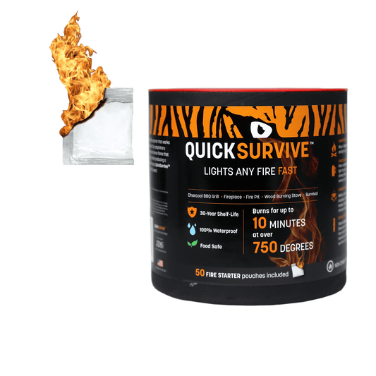 50 Piece Fire Starter Canister by QUICKSURVIVE - mainegrillingproducts