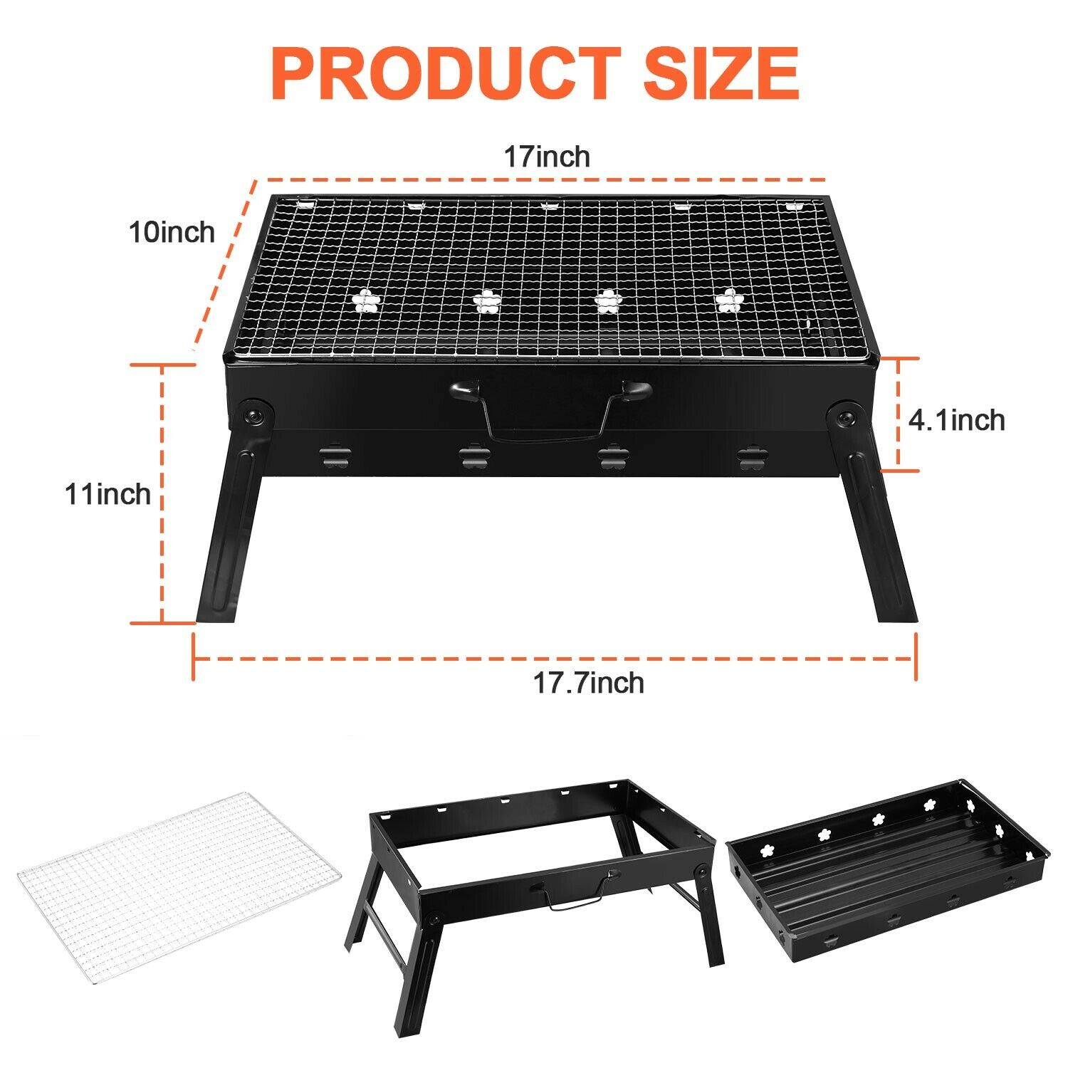 BBQ Barbecue Grill Large Folding Portable Charcoal Stove Camping Garden Barbecue by Plugsus Home Furniture - mainegrillingproducts