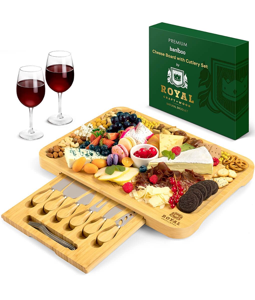 Cheese and Cracker Tray with Slate Plate by Royal Craft Wood