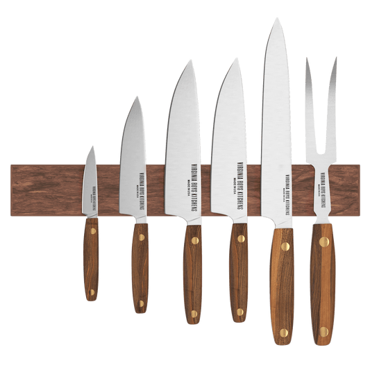 15" Wall Mounted Magnetic Walnut Knife Rack - Holds 7 Knives by Virginia Boys Kitchens - mainegrillingproducts