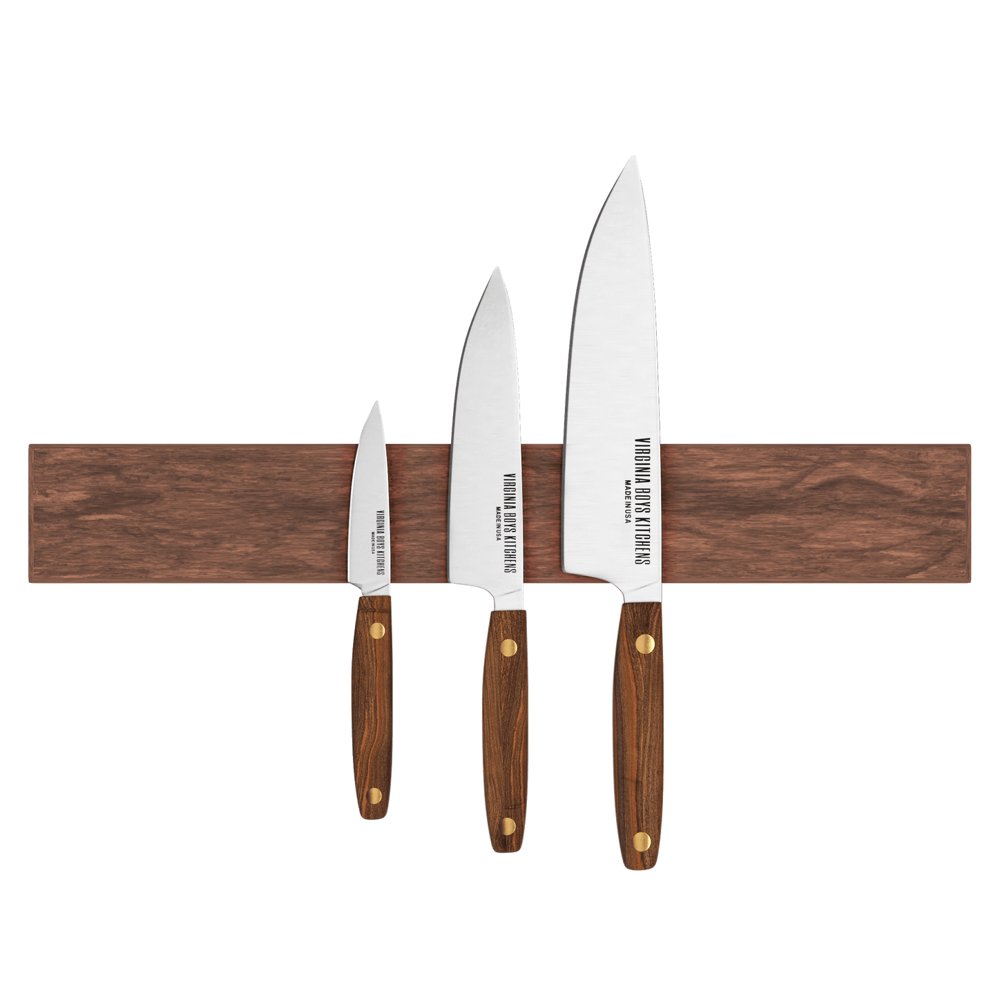 15" Wall Mounted Magnetic Walnut Knife Rack - Holds 7 Knives by Virginia Boys Kitchens - mainegrillingproducts